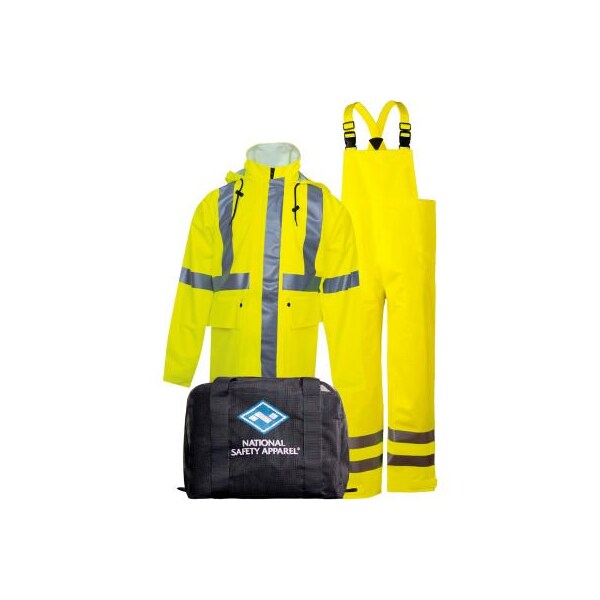 Arc H2O Flame Resistant Hi-Vis Rainwear Kit, ANSI Class 3, Type R, Yellow, L